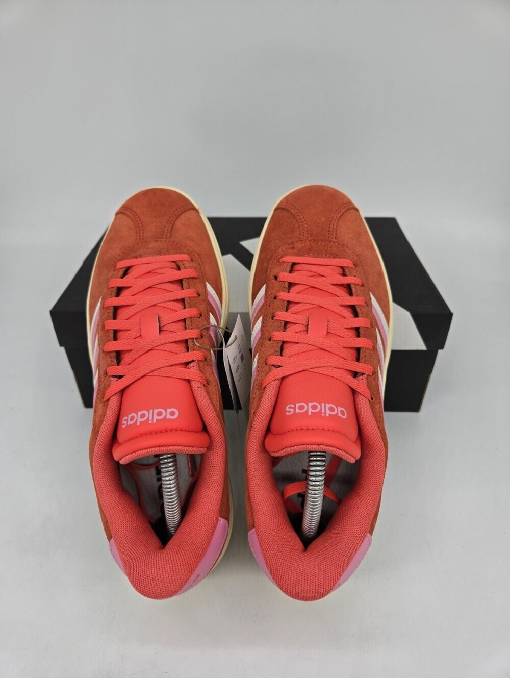adidas Women's VL Court Bold JI1786 Bright Red Bliss Pink White Shoes Size 8.5 - Picture 4 of 8